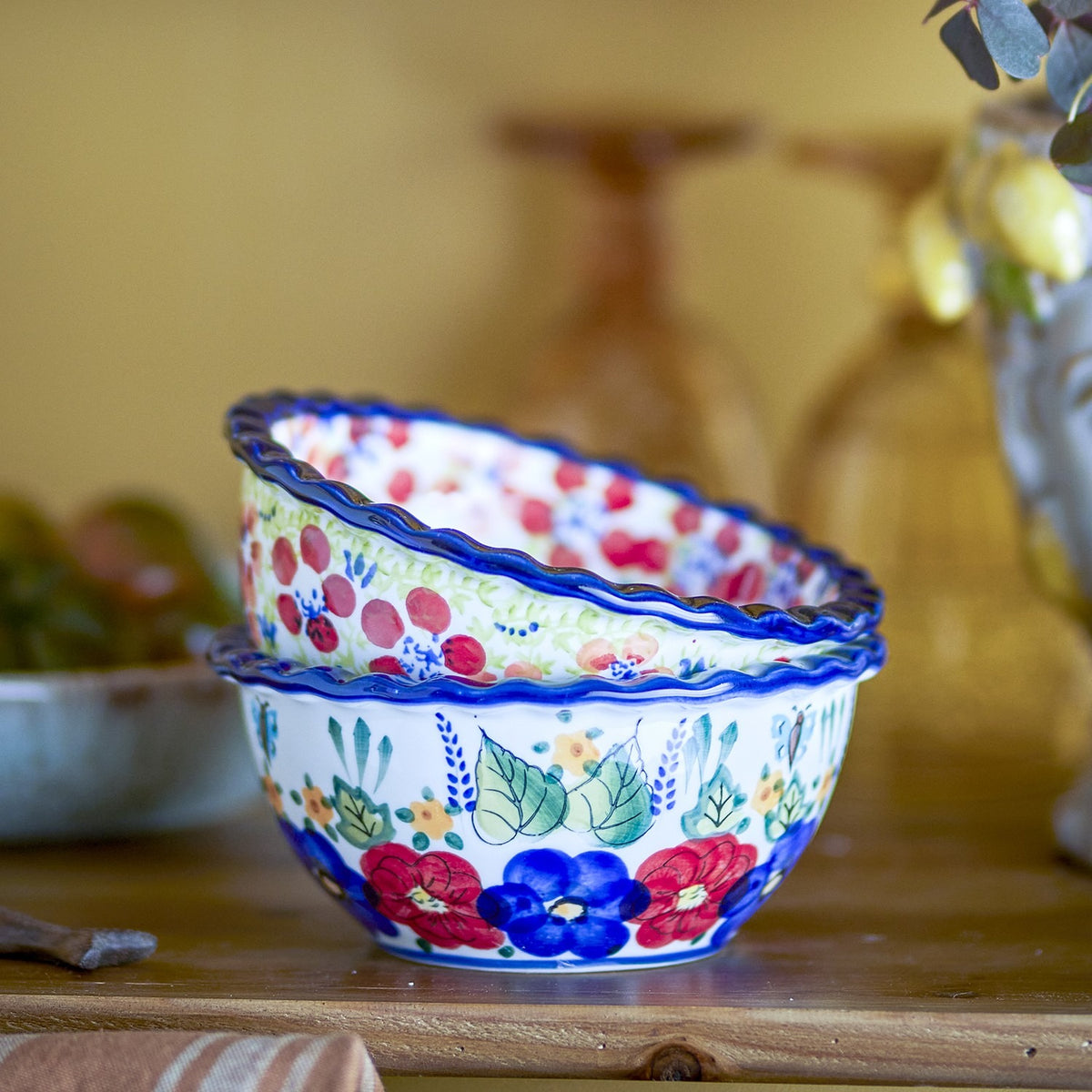 Florist Floral Stoneware Bowls 13cm Set of 2 - Multi