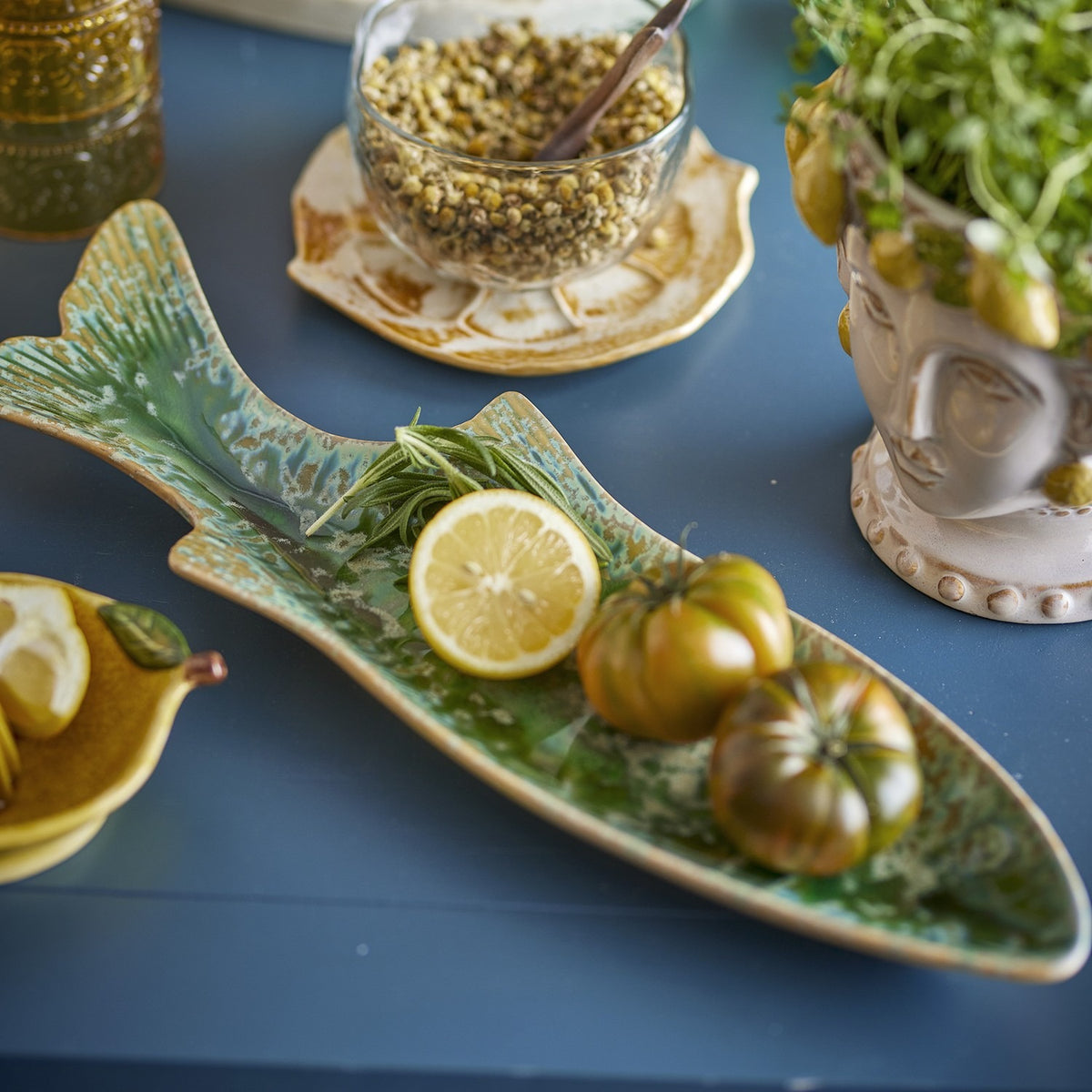 Hadden Fish Stoneware Platter - Green