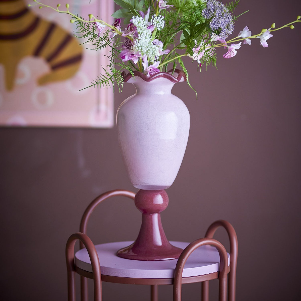 Frills Glass Vase 34cm - Pink