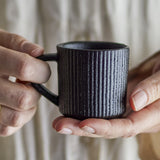 Neri Ribbed Stoneware Espresso Cup 75ml - Black