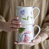 Camilla Floral Stoneware Mugs 430ml Set of 2 - Cream