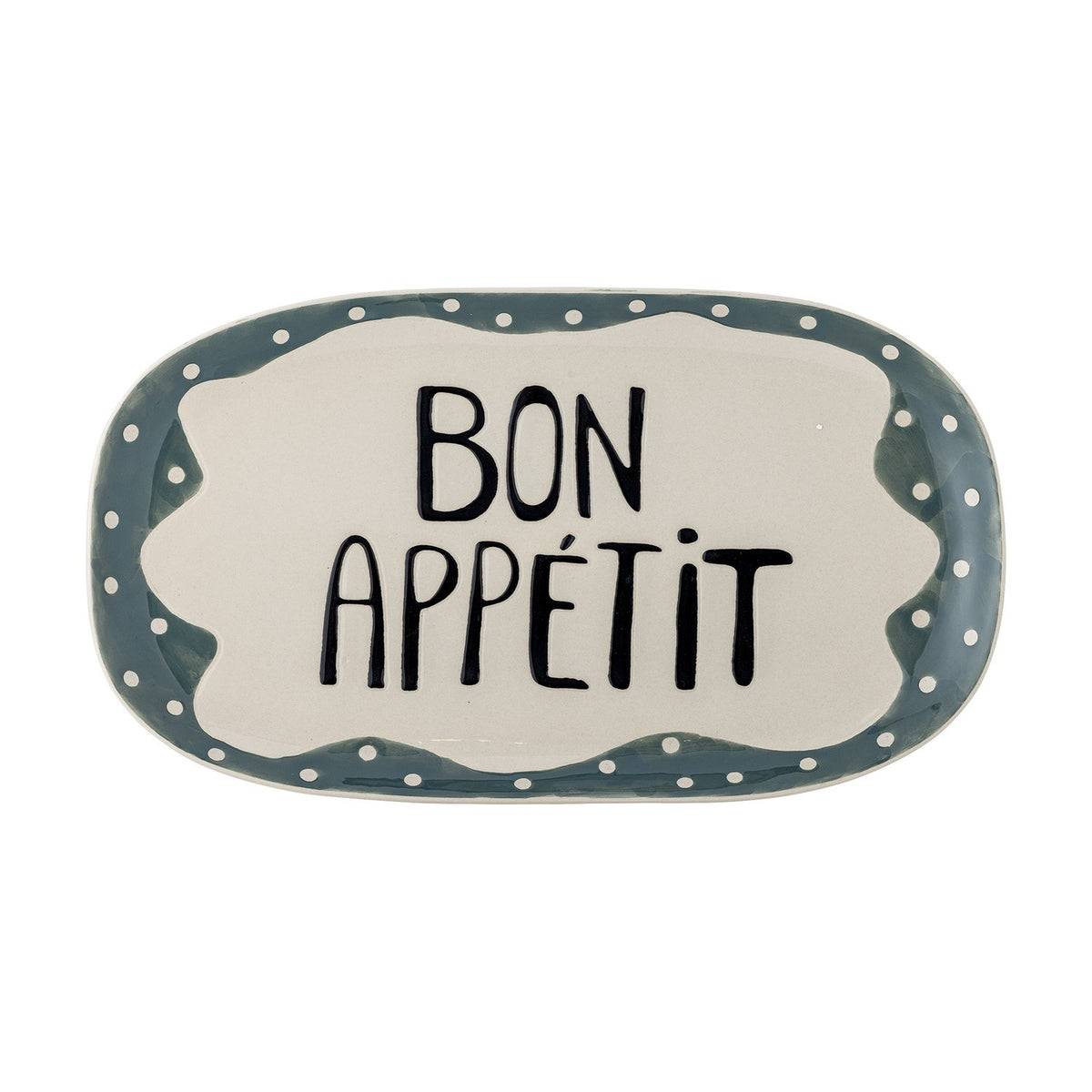 Soline Dotted Stoneware Platter 40x25cm - Multi