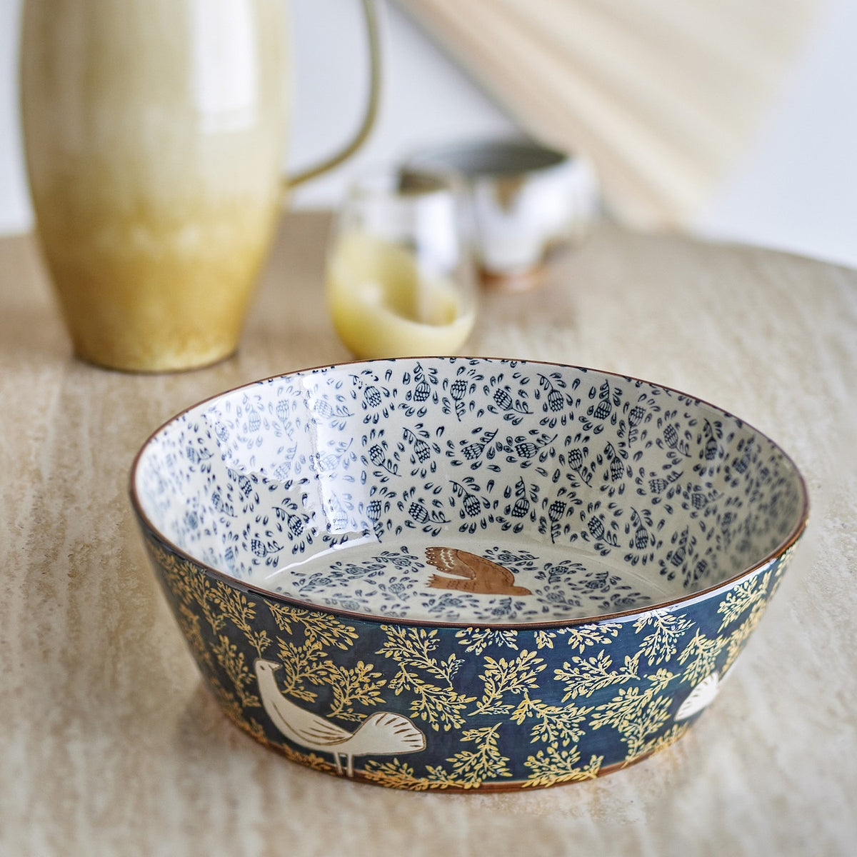 Hezha Stoneware Bowl 28cm - Blue