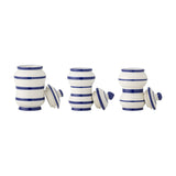 Maynard Striped Storage Jars with Lids 525ml Set of 3 - White