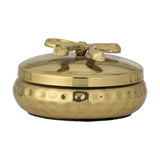 Meera Round Iron Christmas Storage Jar with Lid - Gold