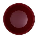 Stoneware Christmas bowl, 13cm, with a deep burgundy glazed interior and green exterior rim, shown from above on a plain white background.