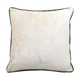 Evelin Cotton Christmas Cushion in cream, square velvet-look fabric with dark green piping trim, shown plain-sided against a white background.