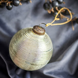 Nitin Striped Glass Christmas Bauble - Gold