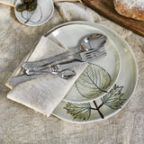 Aubrin Leaf Stoneware Side Plates Set of 2 - Cream
