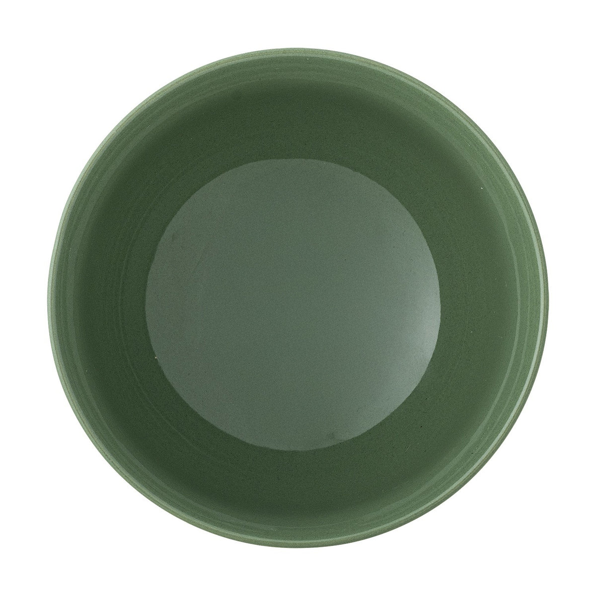 Stoneware bowl from the Peo Star Christmas set, 13.5cm, with a green glazed interior and solid green exterior rim, shown from above on a white background.
