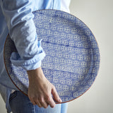 Karine Geometric Stoneware Platter - Blue