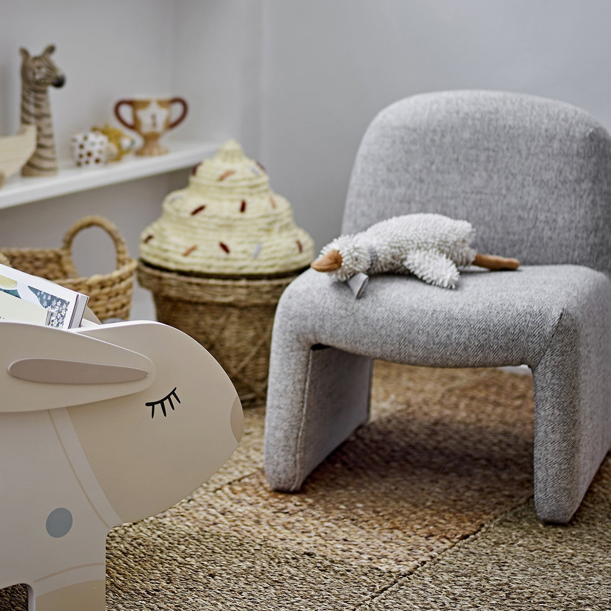 Neel Wooden Kids Chair - Grey