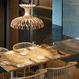 Dome 60/02 Wood LED Pendant Light - Matt White & Natural Wood