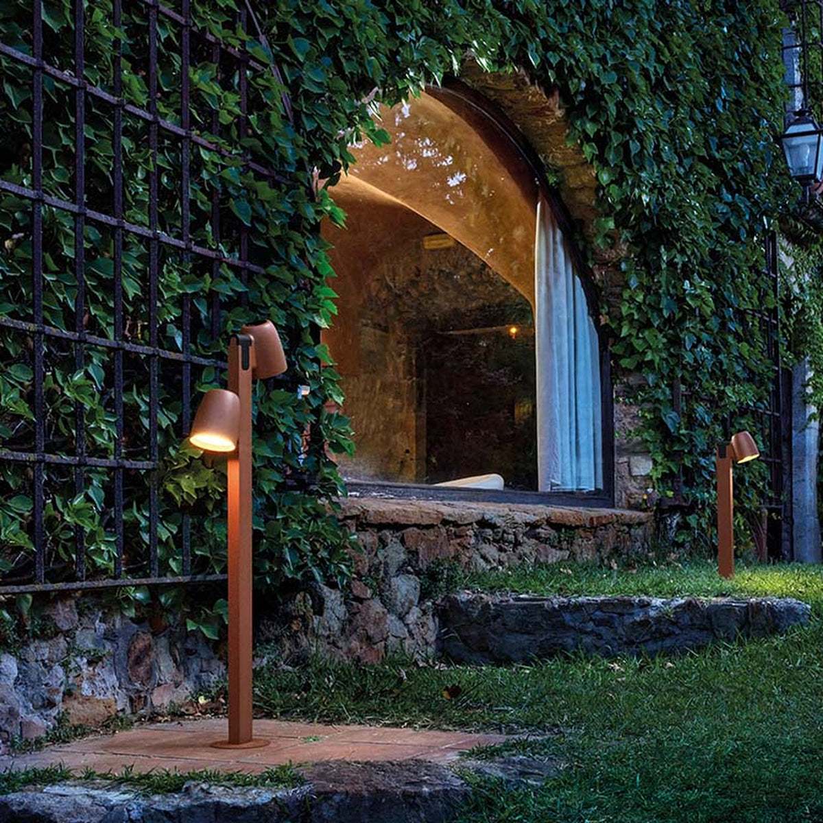 Nut B/90/2L 2 Light LED Bollard Light - Textured Terracotta