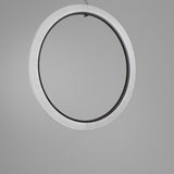 Roda S/200/V Ribbon Ring LED Pendant Light in White, a large vertical hoop with finely pleated translucent ribbon shade and dark inner ring, shown against a plain grey background.