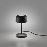 Bol M/37 Dome LED Table Lamp in matte black, featuring a rounded dome shade with round diffuser on a slim stem over a round base, shown on a plain grey background.