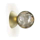 Murané wall and ceiling light with a 10cm Smoke Grey rippled glass ball on a Brushed Champagne half-dome plate, shown on a plain white background.
