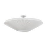 Siam 80 Ribbon Cone Ceiling Light in white, a wide semi-flush fixture with a pleated translucent cone shade and round diffuser, shown on a plain white background.