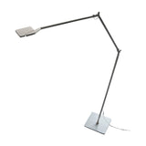 Jackie Aluminium LED Floor Lamp with jointed arm, flat square head and square base in brushed silver finish, shown on a plain white background.