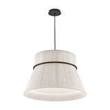 Folie S/60 Ribbon Tiered Pendant Light in White, with a pleated two-tier fabric shade and dark ring at the join, suspended from a black ceiling cord on a plain white background.