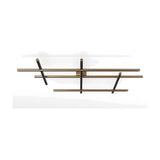 Hilow integrated LED ceiling light with three long bars crossed by shorter diffuser bars in Brushed Bronze with black finish, set on a plain white background.