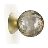 Murané Smoke Grey Glass Wall & Ceiling Light with a rippled 15cm globe on a Brushed Champagne dome base, shown against a plain white background.