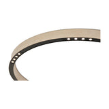 Close-up of the R2 C60 ring LED ceiling light showing its wood-finish outer ring and black inner edge with integrated downward-facing LED points, on a white background.