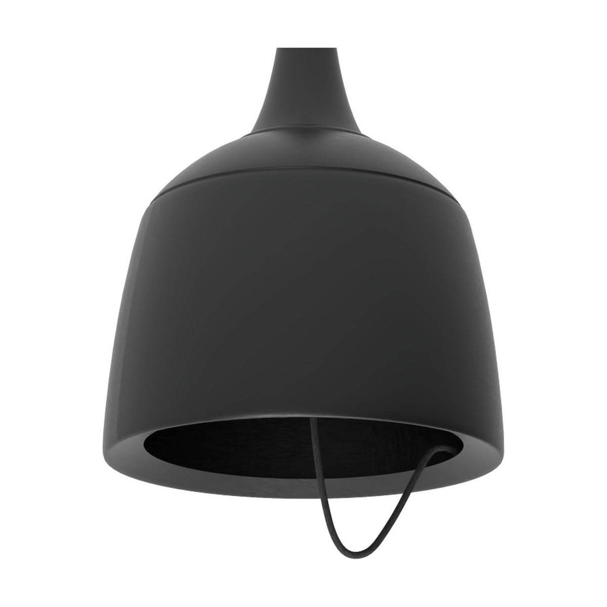 Barna LED Dome Pendant Light in matt black aluminium, with tapered neck, rounded dome shade, and looped textile cable beneath the rim, shown on a plain white background.