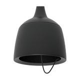 Barna LED Dome Pendant Light in matt black aluminium, with tapered neck, rounded dome shade, and looped textile cable beneath the rim, shown on a plain white background.