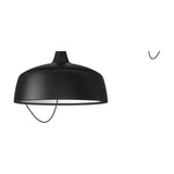 Barna LED Dome Pendant Light in matt black aluminium with a tapered neck, rounded dome shade, and looped textile cable detail, shown on a plain white background.