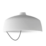 Barna LED Dome Pendant Light in matt white, a single aluminium dome shade with a fine shoulder ridge, open underneath, hung from a slim neck on a textile cable against a plain white background.