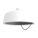 Barna LED Dome Pendant Light in matt white, aluminium dome shade with ridged shoulder and open underside, hung on a black textile cable against a plain background.
