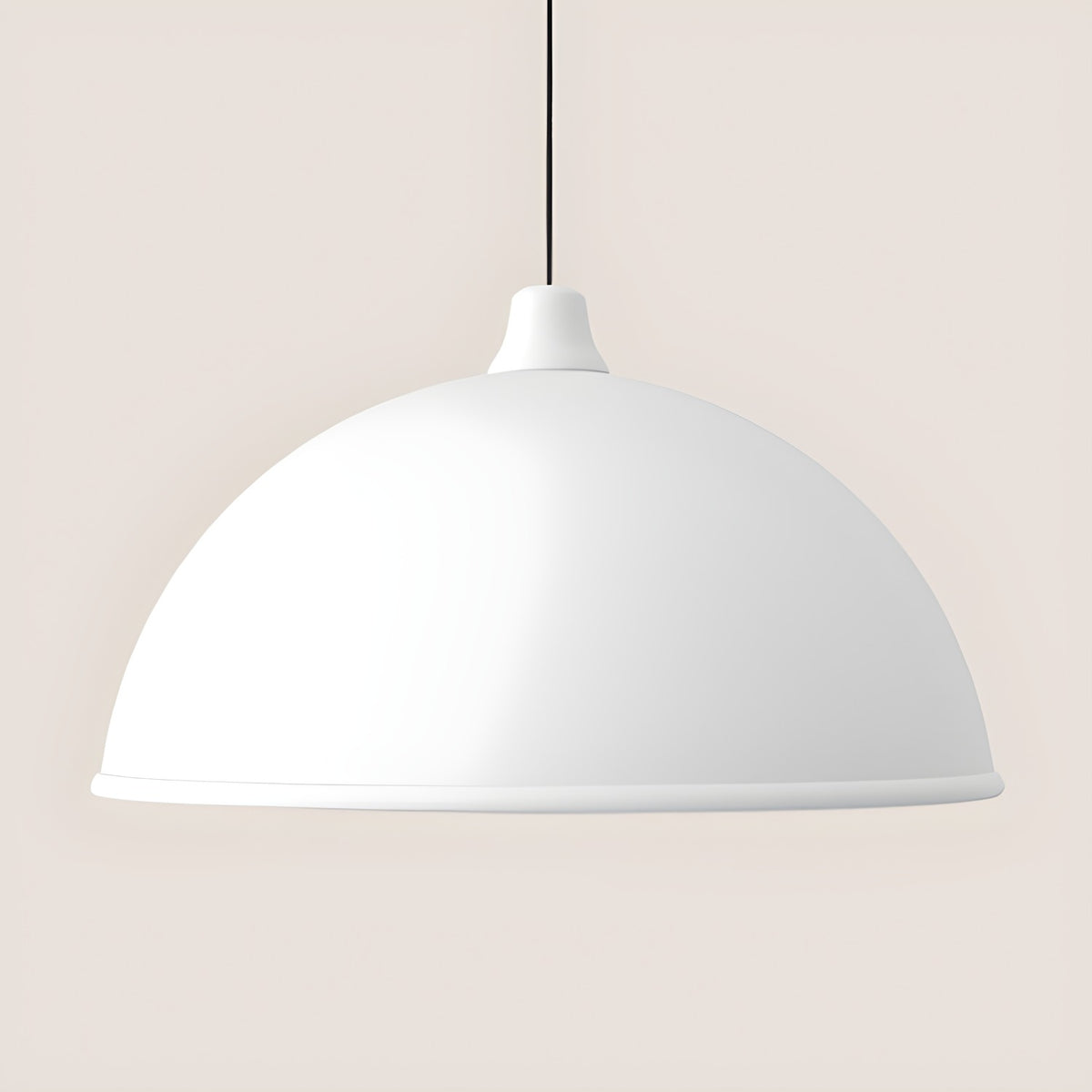 Salma Dome Pendant Light in matt white, a single-light dome shade on a black textile cable, shown against a plain light background.