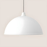 Salma Dome Pendant Light in matt white, a single-light dome shade on a black textile cable, shown against a plain light background.