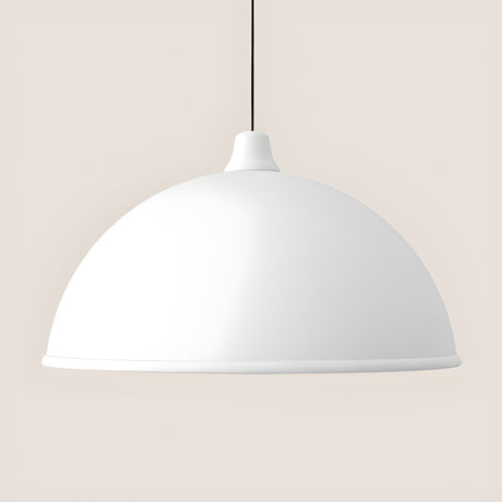 Salma Dome Pendant Light in matt white, a single-light dome shade on a black textile cable, shown against a plain light background.