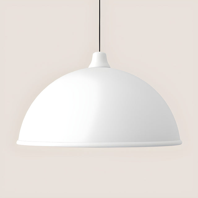 Salma Dome Pendant Light in matt white, a single-light dome shade on a black textile cable, shown against a plain light background.