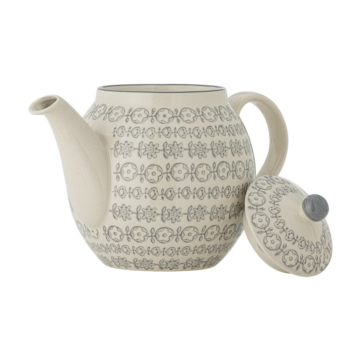 Karine Floral Stoneware Teapot 900ml - Cream