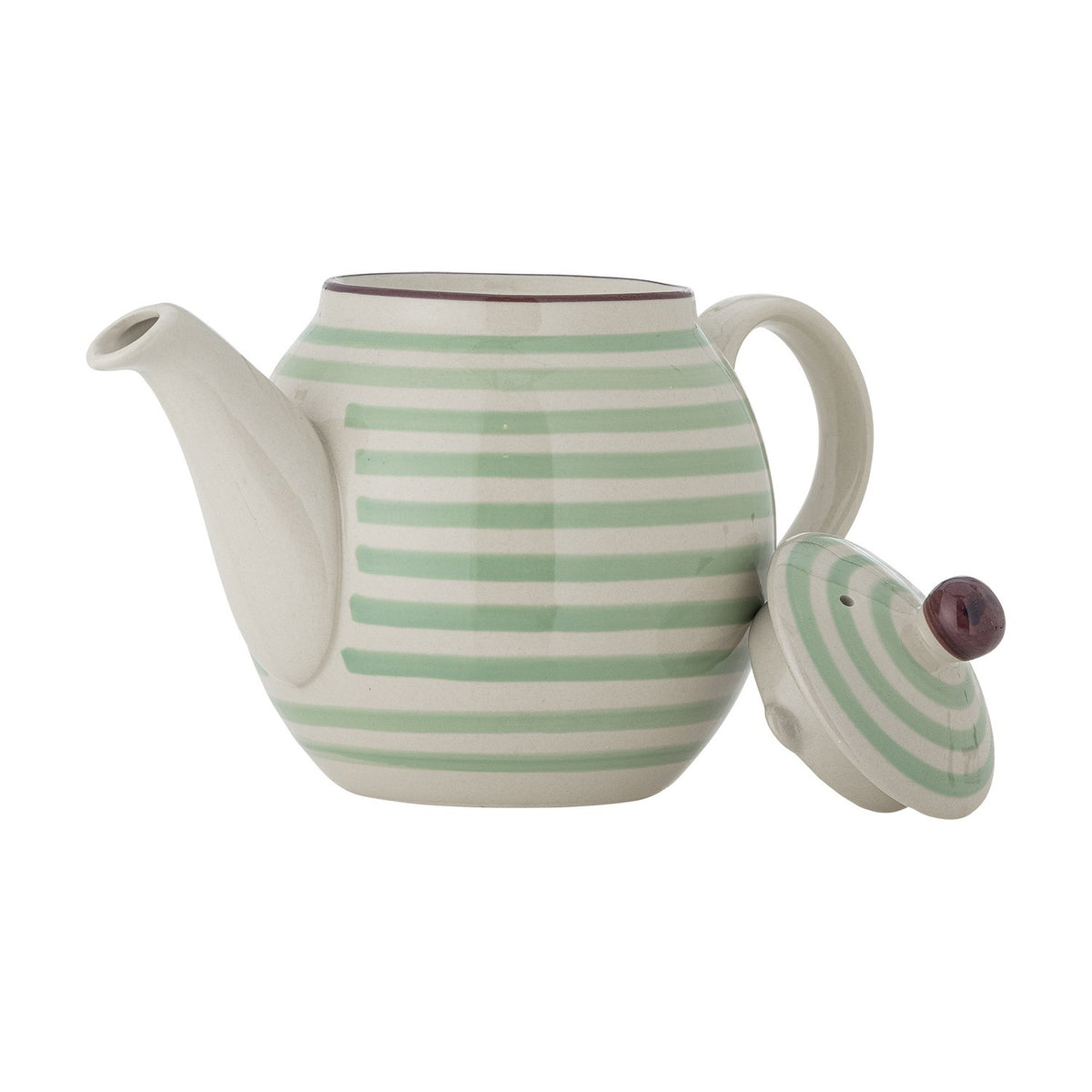 Patrizia Striped Stoneware Teapot 900ml - Green