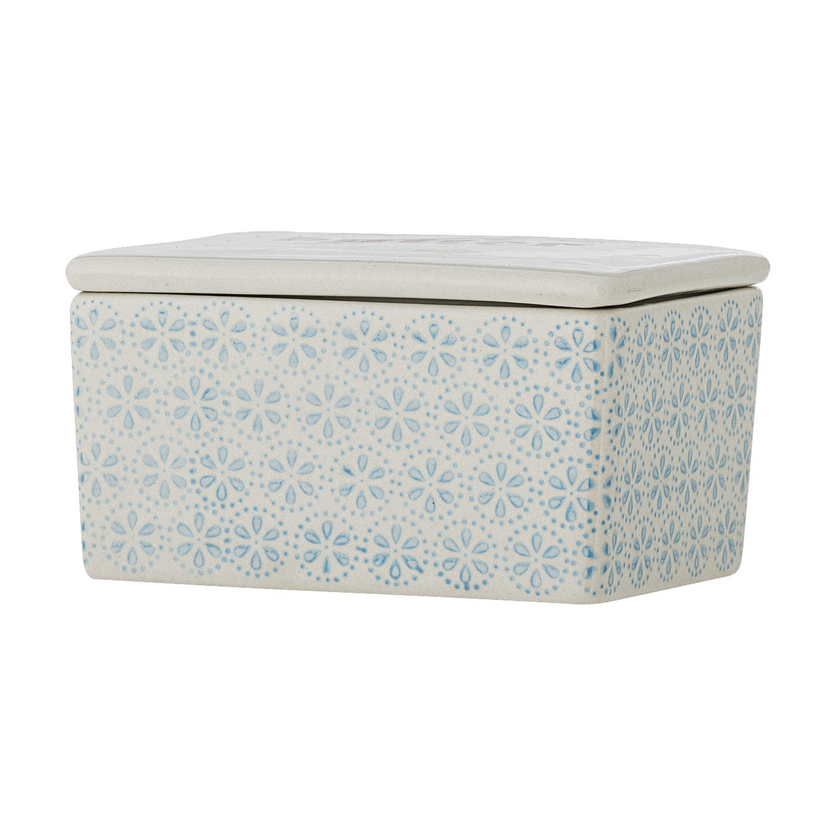 Patrizia Floral Stoneware Butter Dish - Blue