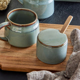 Pixie Stoneware Jar with Lid & Spoon 200ml - Green