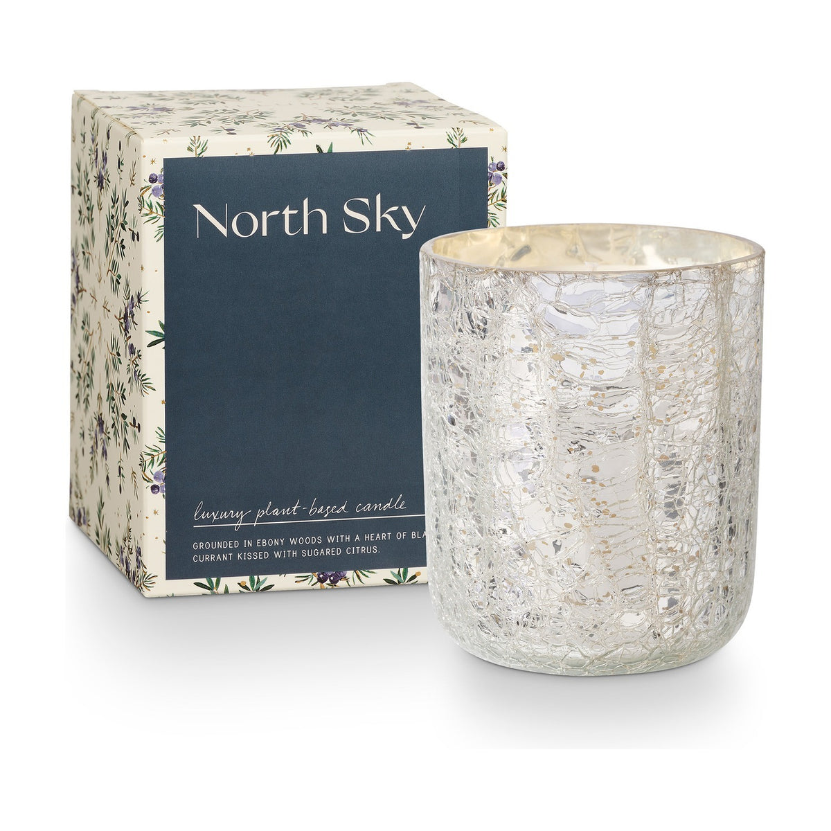 North Sky Crackle Glass Scented Candle 9cm