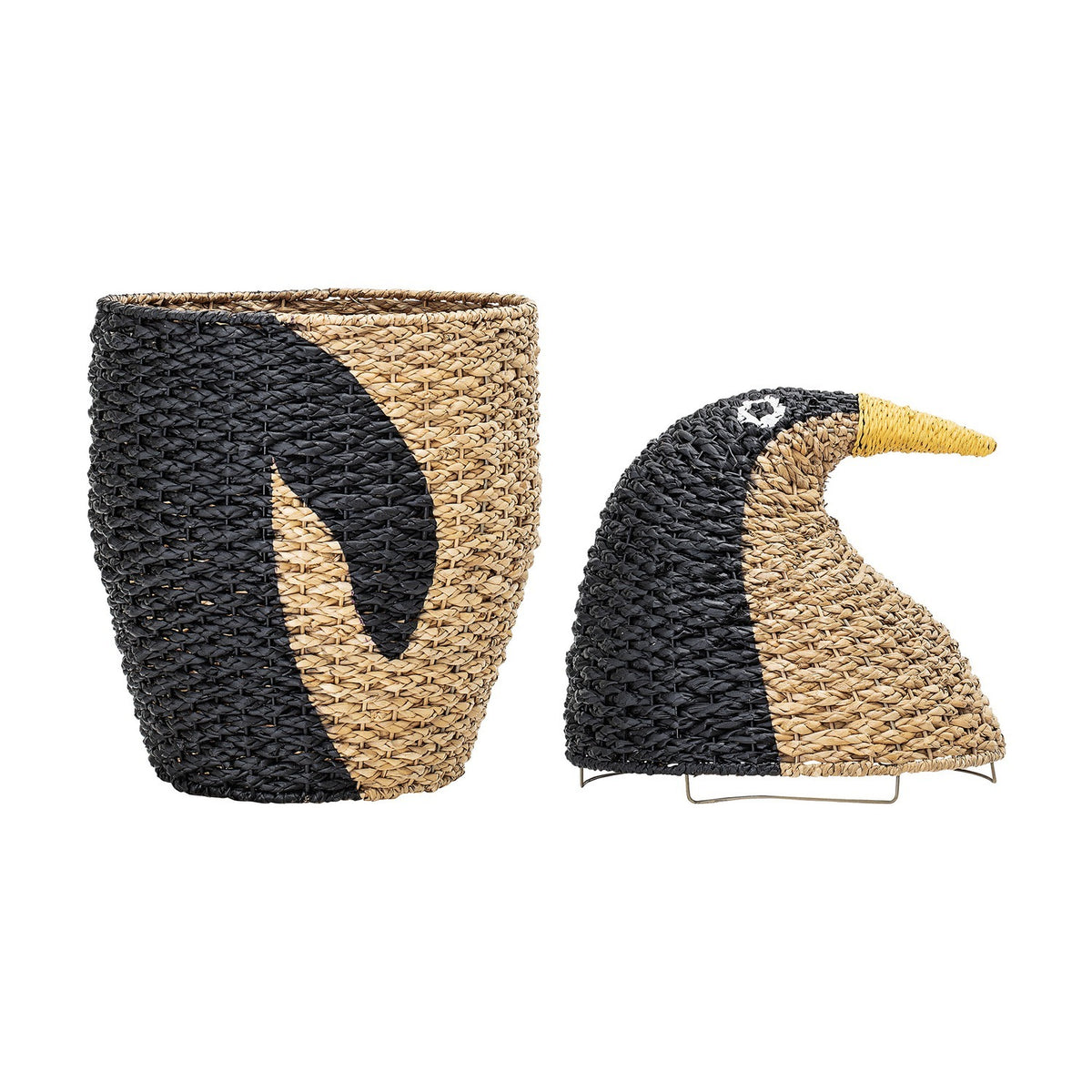 Tazia Penguin Basket with Lid - Black