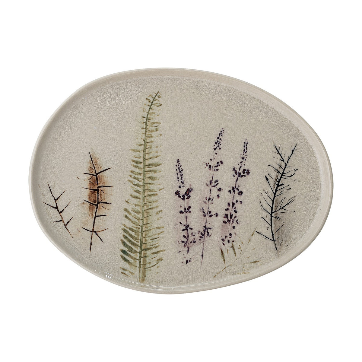 Bea Crackle Stoneware Platter 34.5x26cm - Cream