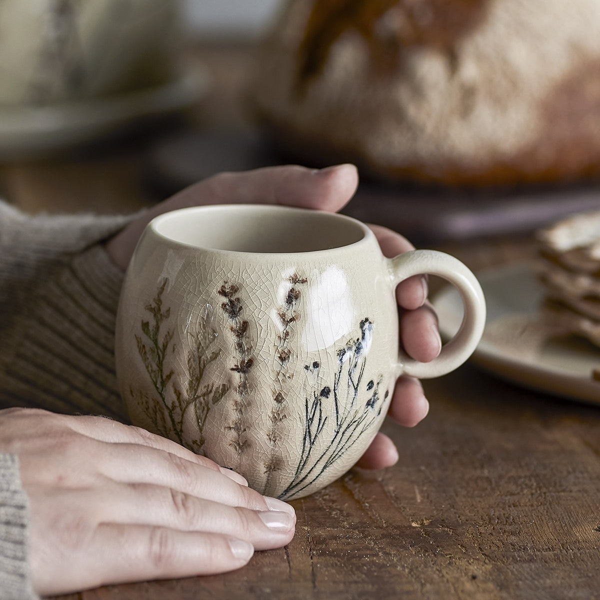 Bea Crackle Stoneware Cup 250ml - Beige