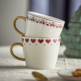 Jolly Stoneware Christmas Mugs 300ml Set of 2 - Cream