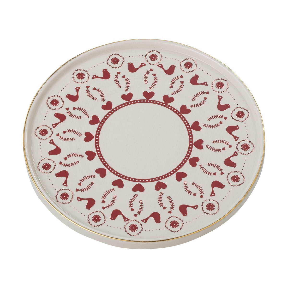 Jolly Floral Stoneware Christmas Cake Stand - Cream
