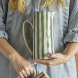 Begonia Striped Stoneware Jug 1300ml - Green
