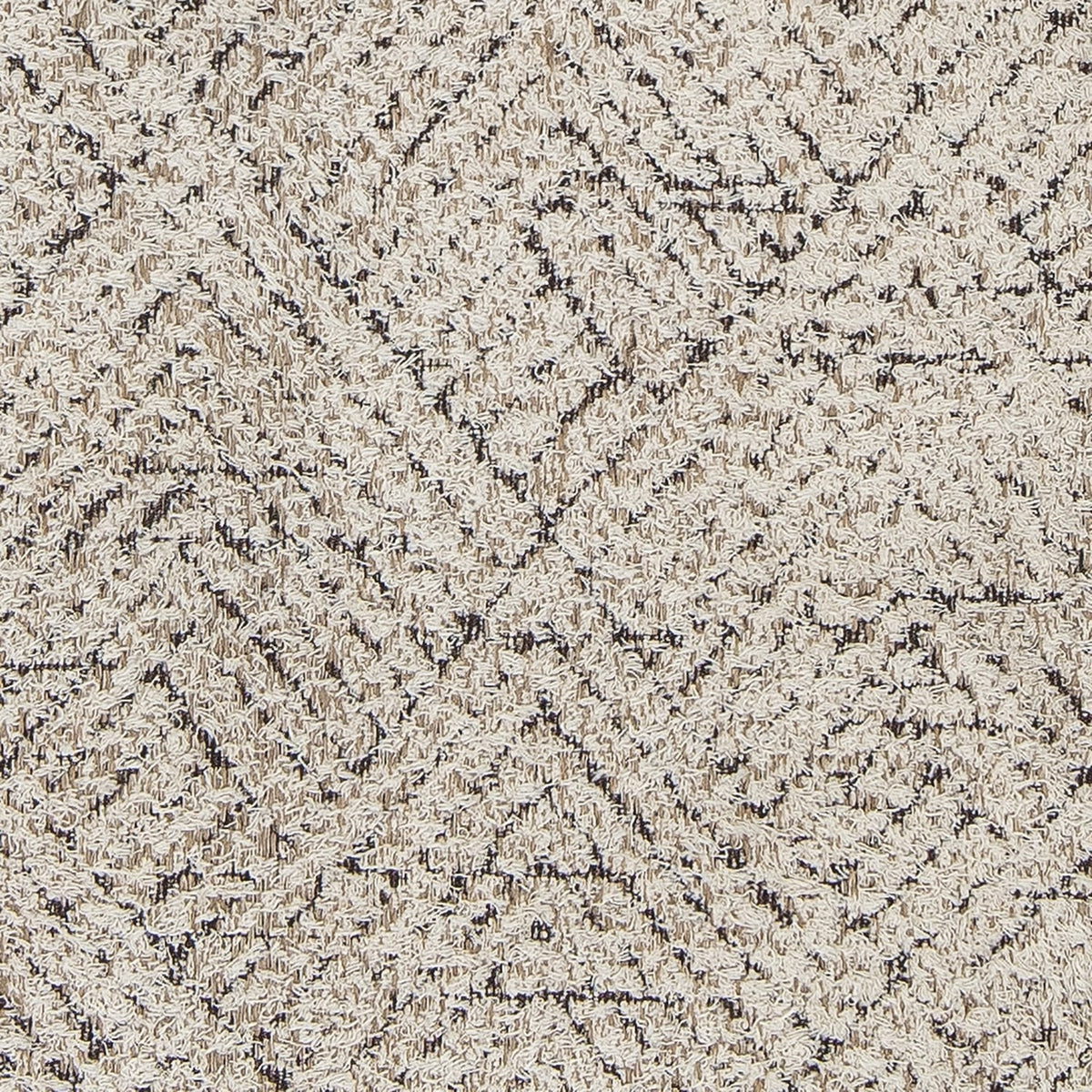 Saxo Cotton Rug 245x75cm in natural tone, showing a close-up of the woven texture with a sketchy, overlapping diamond pattern in thin dark lines.
