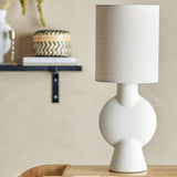 Sergio Stoneware Table Lamp with Linen Shade - Beige
