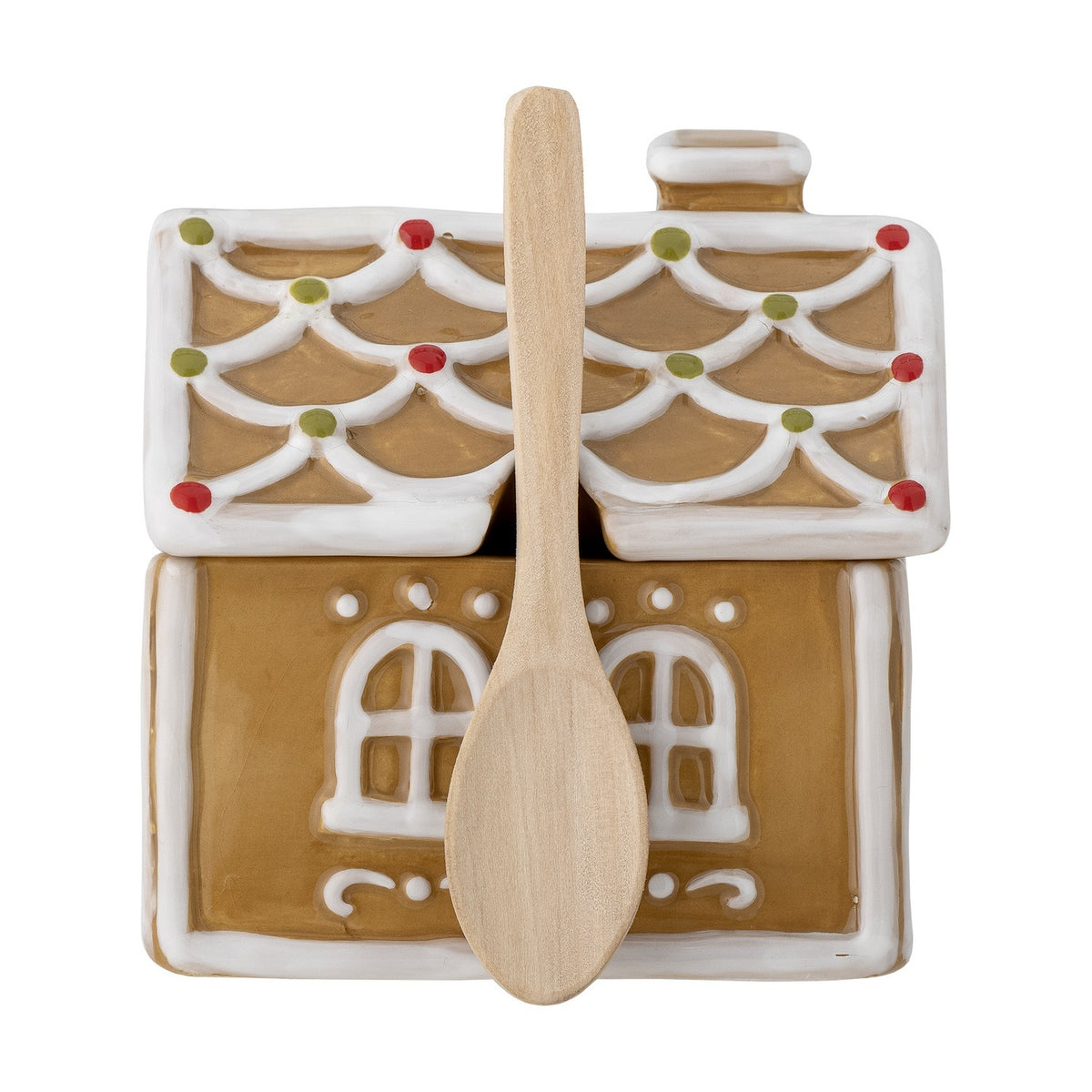Ginnie House Ceramic Christmas Jar with Lid & Spoon 349ml - Brown